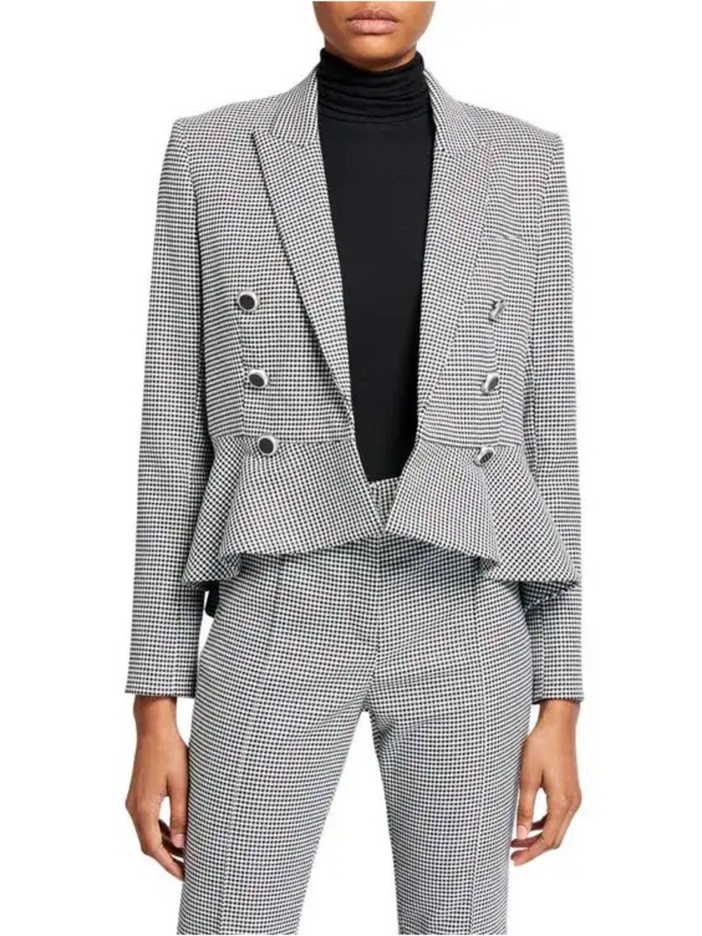 VERONICA BEARD Rhodora Peplum Jacket in Black Pattern Sz 4